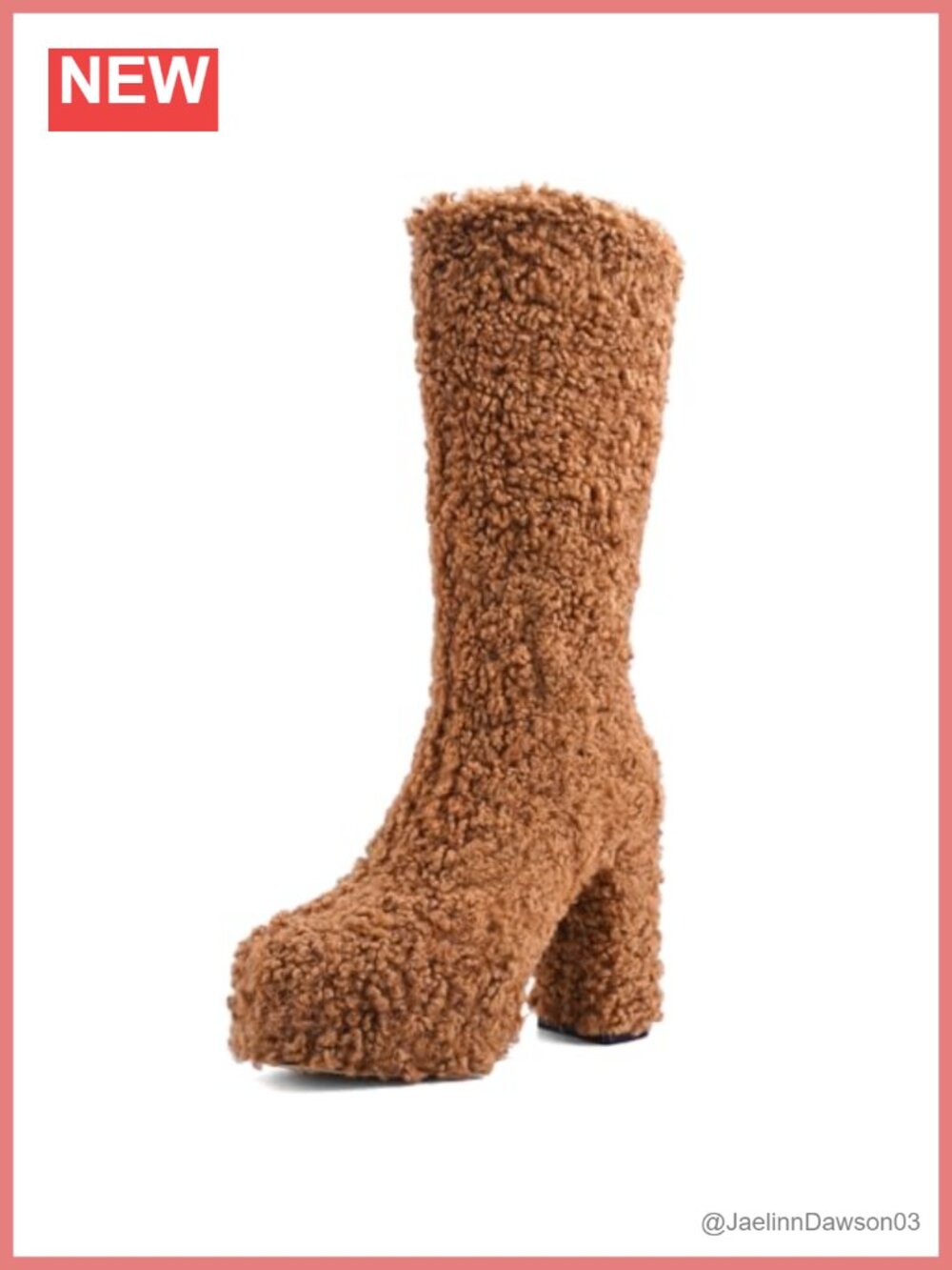 Women's Mid Calf Faux Fur Boots, Platform Chunky Heel, Side Zip